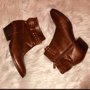 Franco sarto genuine leather brown stud ankle boot